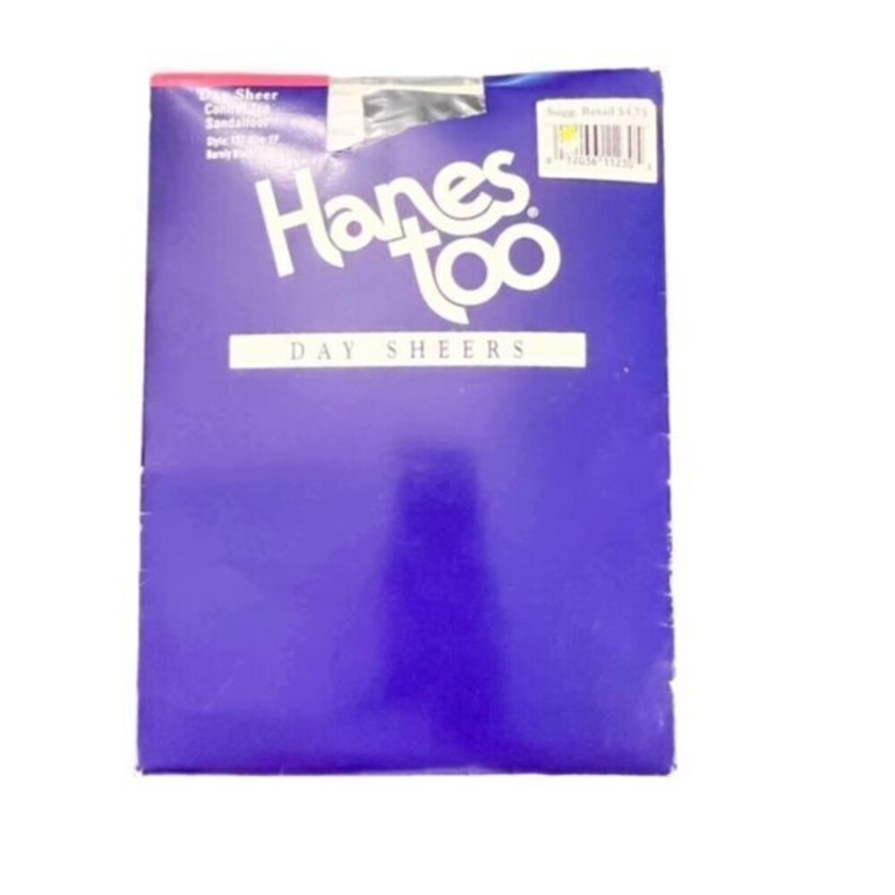 Hanes Too Day‎ Sheers Size EF Barely Black Control Top Sandalfoot Vintage 2000